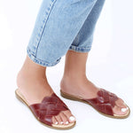 Strapped Braided Leather Slippers