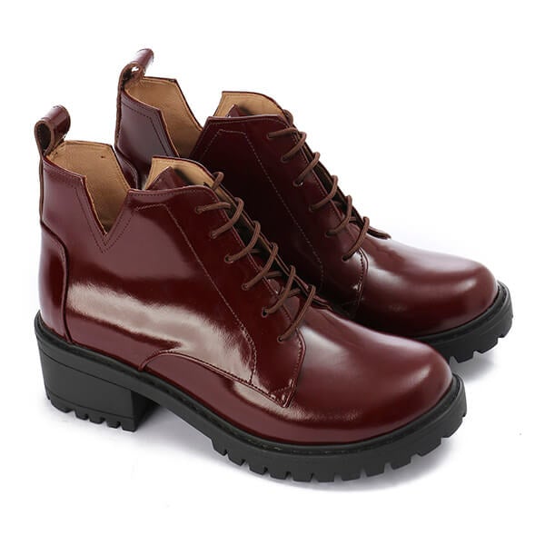 Varnish Laced-Up Heeled Boots