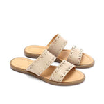 Double-Strapped Leather Slippers