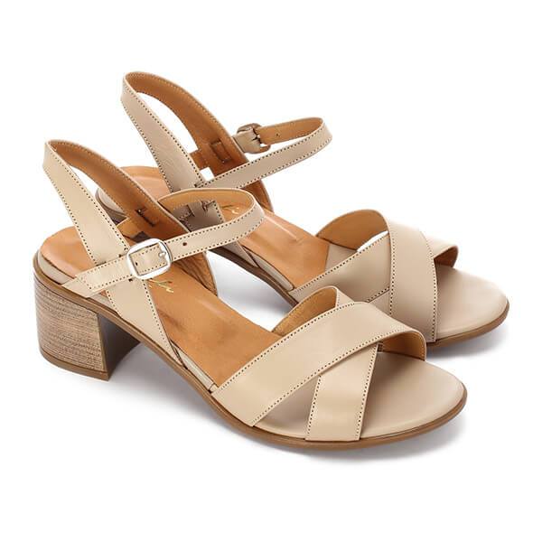 Crisscross Heeled Leather Sandals