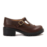 Leather T-Bar Brogue Shoes