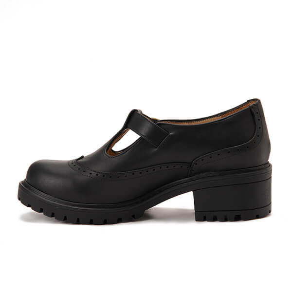 Leather T-Bar Brogue Shoes