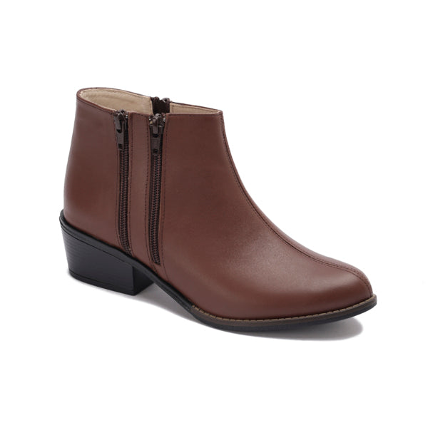 Leather Ankle Boots with Double Zippers