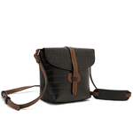 حقيبة كروس جلدية بطبعة هافانا باللون الأسود