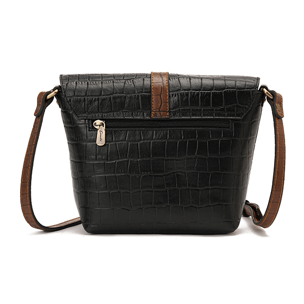 حقيبة كروس جلدية بطبعة هافانا باللون الأسود