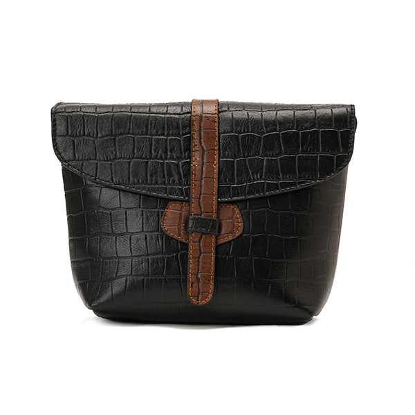 حقيبة كروس جلدية بطبعة هافانا باللون الأسود