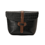 حقيبة كروس جلدية بطبعة هافانا باللون الأسود