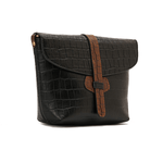 حقيبة كروس جلدية بطبعة هافانا باللون الأسود