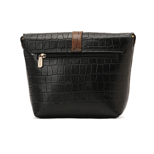 حقيبة كروس جلدية بطبعة هافانا باللون الأسود