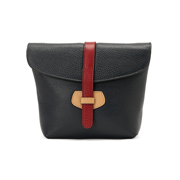 حقيبة كروس جلدية باللون الأزرق الداكن * البيج * العنابي