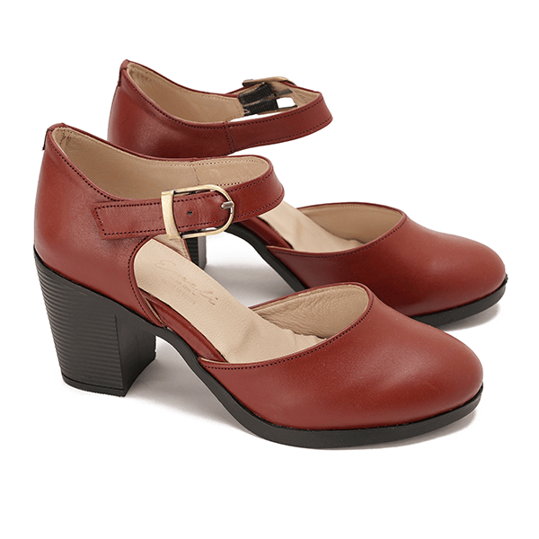 Leather Mary Jane Block Heel Shoes