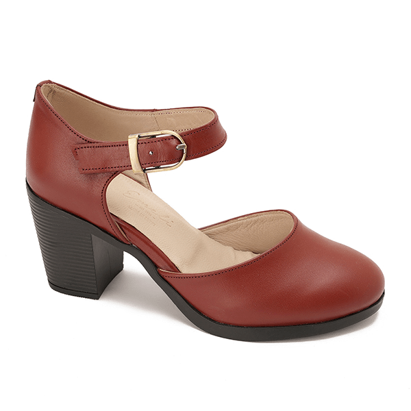 Leather Mary Jane Block Heel Shoes