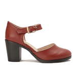 Leather Mary Jane Block Heel Shoes