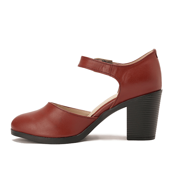 Leather Mary Jane Block Heel Shoes