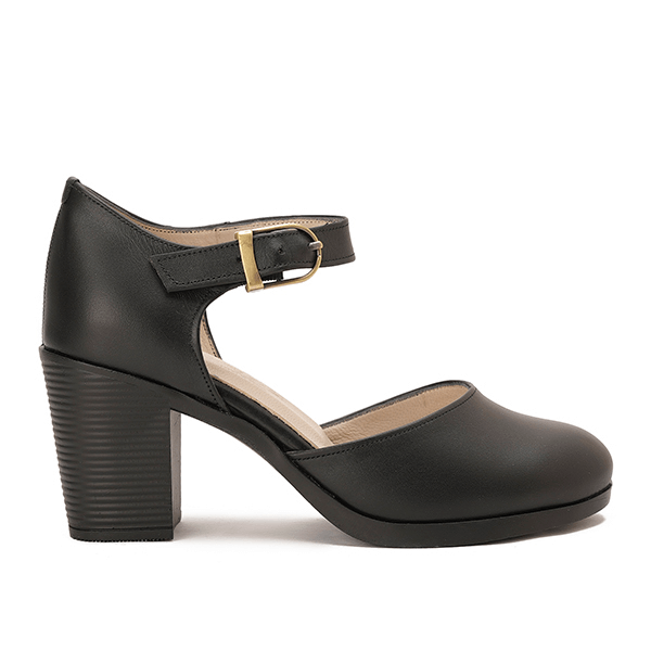 Leather Mary Jane Block Heel Shoes