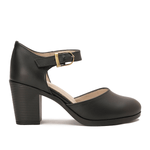 Leather Mary Jane Block Heel Shoes