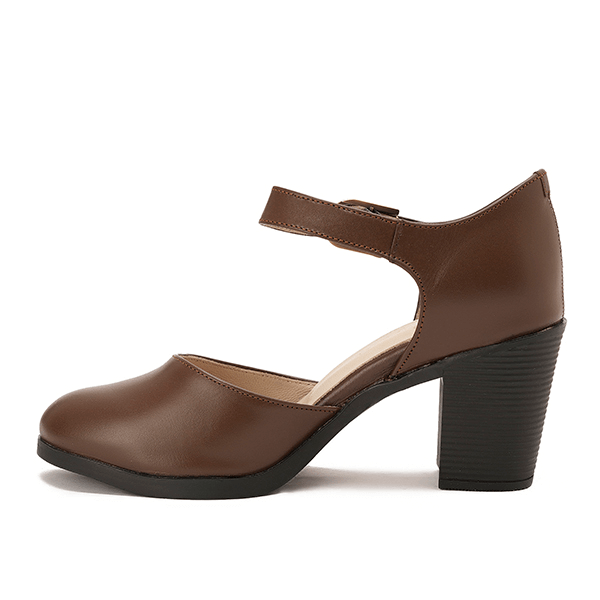 Leather Mary Jane Block Heel Shoes