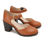 Leather Mary Jane Block Heel Shoes