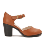 Leather Mary Jane Block Heel Shoes