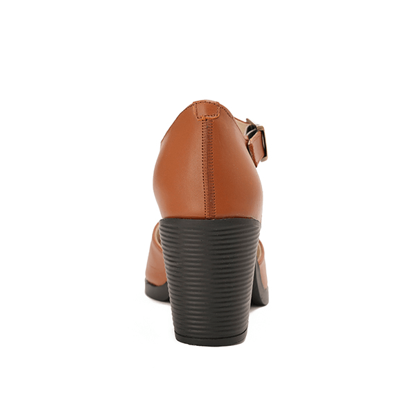 Leather Mary Jane Block Heel Shoes