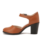 Leather Mary Jane Block Heel Shoes