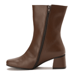 حذاء جلدي للكاحل بأصابع مربعة