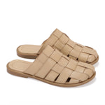 Woven Leather Slip-On Sandals