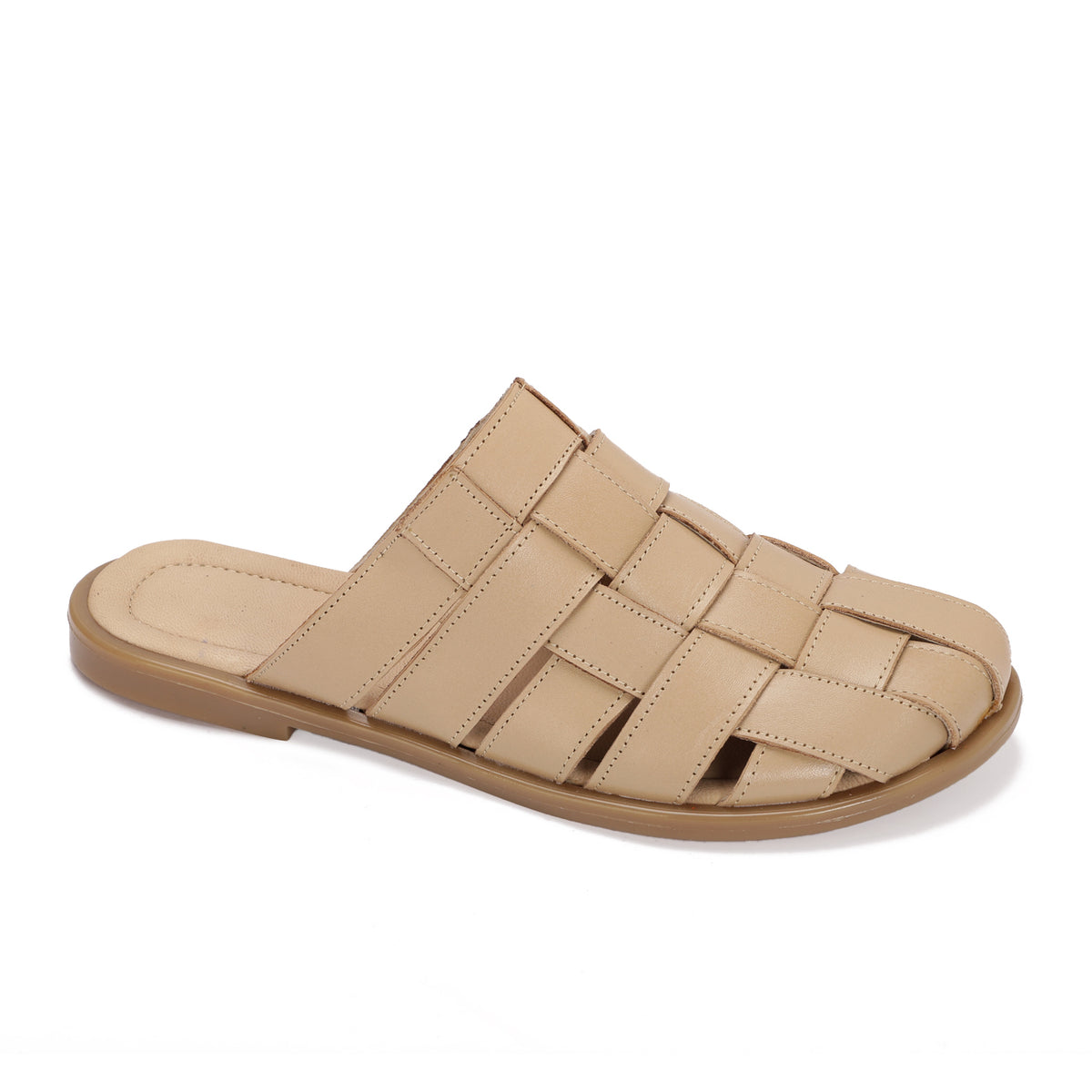 Woven Leather Slip-On Sandals
