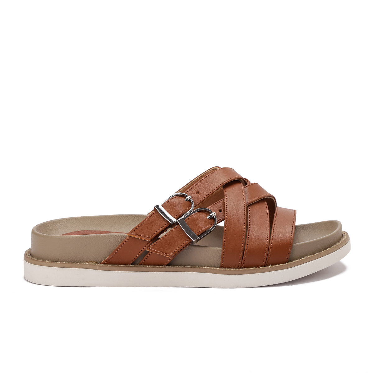 Urban Buckle Cross Slide Slippers