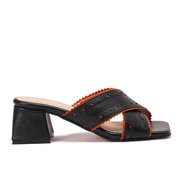 Crossed Leather High Heeled Sandals