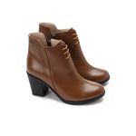 Leather High Heeled Laced Boots