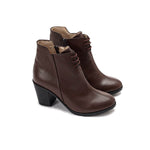 Leather High Heeled Laced Boots