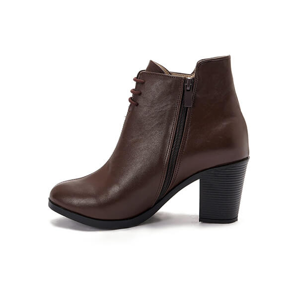 Leather High Heeled Laced Boots