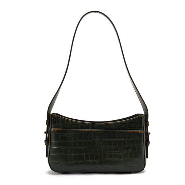 حقيبة كتف جلدية مطبوعة باللون الأخضر