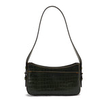 حقيبة كتف جلدية مطبوعة باللون الأخضر