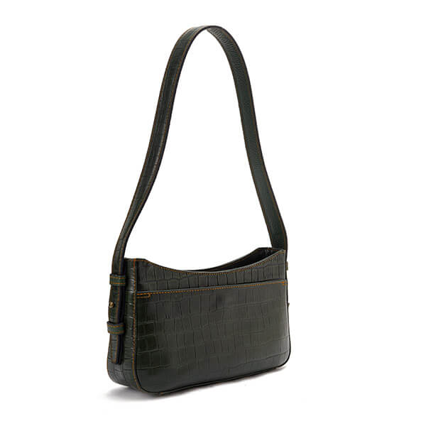 حقيبة كتف جلدية مطبوعة باللون الأخضر