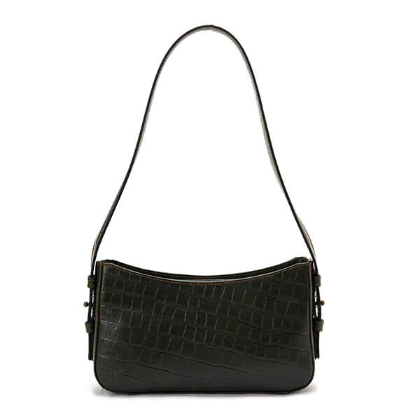 حقيبة كتف جلدية مطبوعة باللون الأخضر