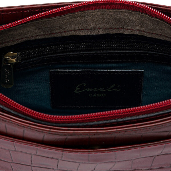 حقيبة كتف جلدية بطبعة بورجوندي