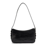 حقيبة كتف جلدية مطبوعة باللون الأسود