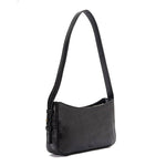 حقيبة كتف جلدية مطبوعة باللون الأسود