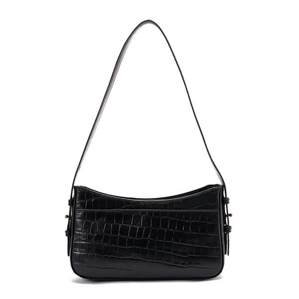 حقيبة كتف جلدية مطبوعة باللون الأسود