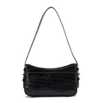 حقيبة كتف جلدية مطبوعة باللون الأسود