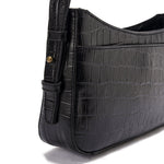 حقيبة كتف جلدية مطبوعة باللون الأسود