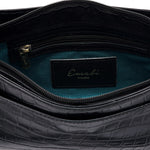 حقيبة كتف جلدية مطبوعة باللون الأسود