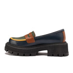 حذاء جلدي بكعب سميك