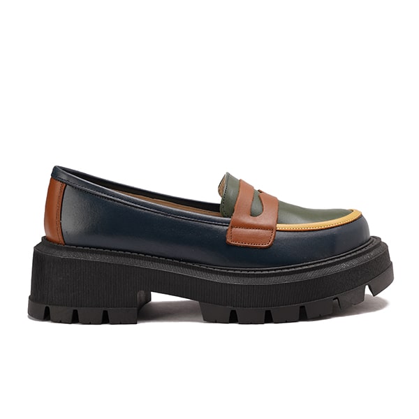 حذاء جلدي بكعب سميك