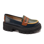 حذاء جلدي بكعب سميك