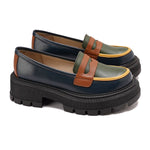 حذاء جلدي بكعب سميك