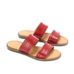 Double-Strapped Leather Slippers