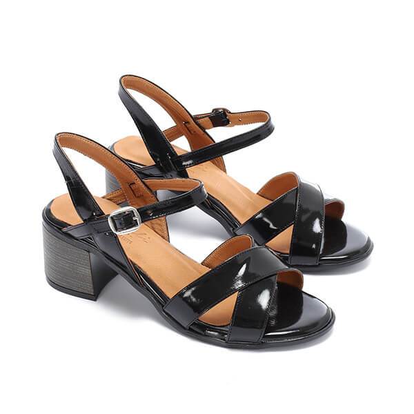 Crisscross Heeled Leather Sandals